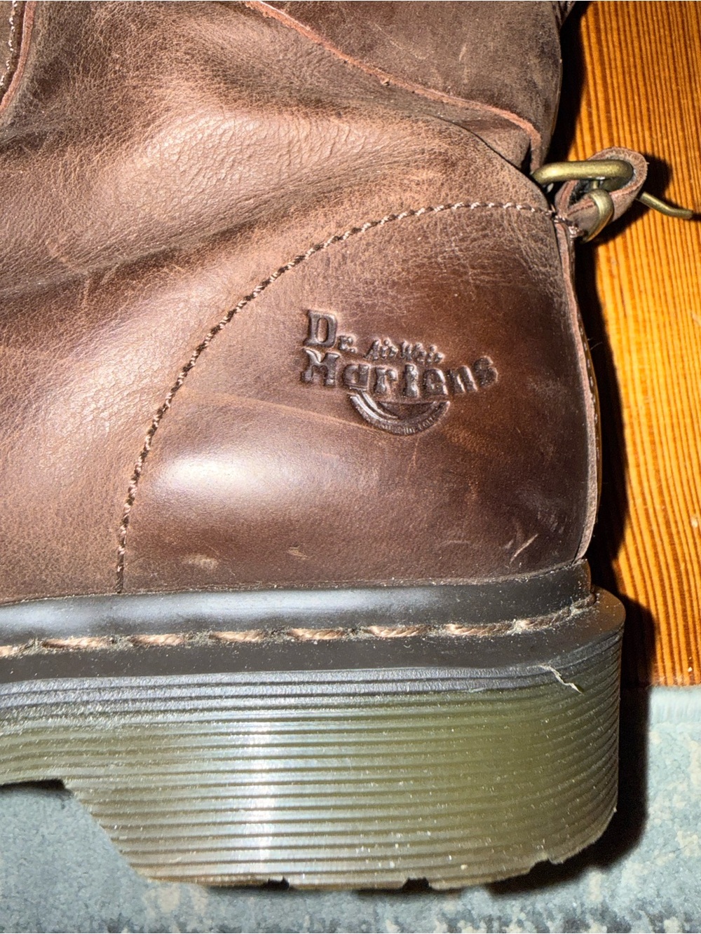 Dr. Martens Brown Leather Lace-Up Floral-interior 12 eye let Boots - Picture 4 of 12